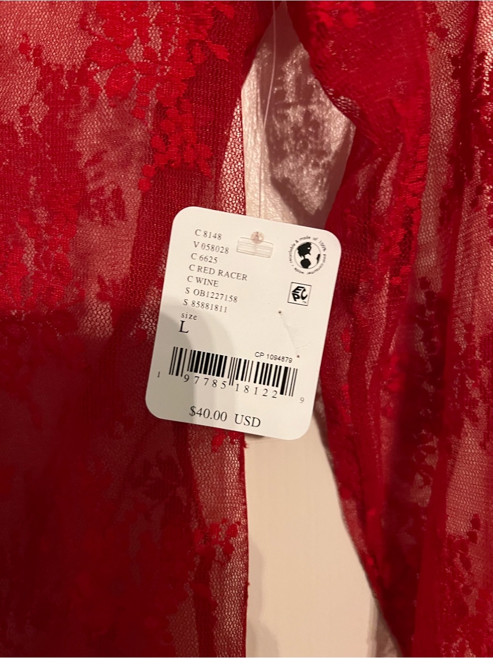 Free People Intimately Lady Lux Layering Top In Red NWT Size L - Picture 3 of 4